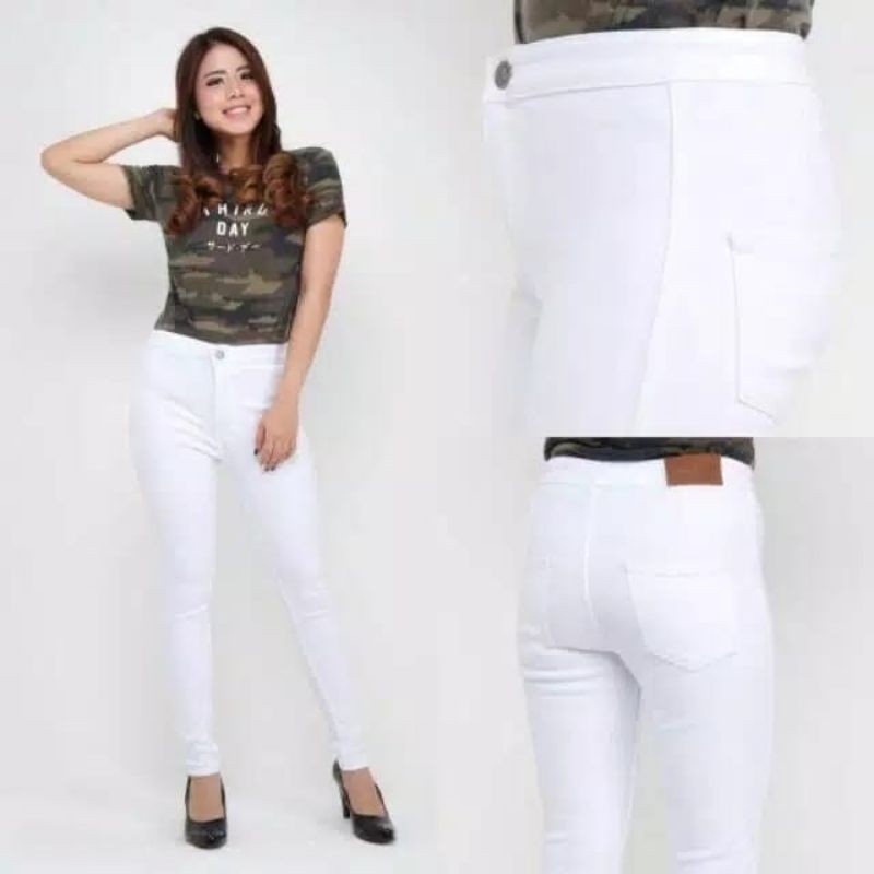 Highwaist Jeans Jumbo Wanita Polos Soft Jeans Premium Big Size 27-42