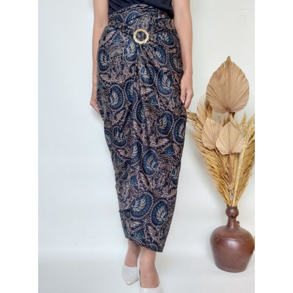 Couple Rok Lilit dan Kemeja Batik Katun Premium Warna Hijau