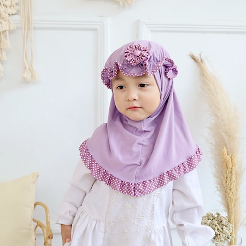 Jilbab Krudung Anak Bayi Kecil Topi Lis Polkadot 0-3 Tahun Terbaru - Kerudung Hijab Anak Cewek Keren