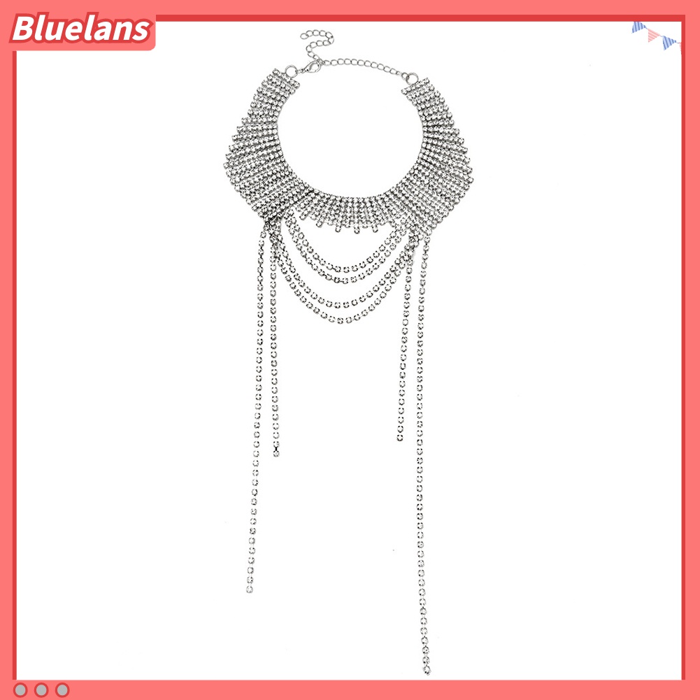 Kalung Choker Liontin Rumbai Berlian Imitasi Untuk Wanita