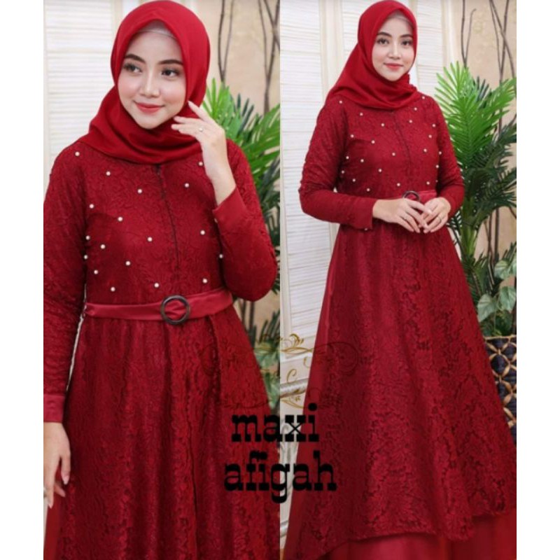 MAXI AFIGAH / GAMIS MUSLIM / MAXI DRESS AFIGAH / DRESS PESTA / DRESS CANTIK / FASHION MUSLIM
