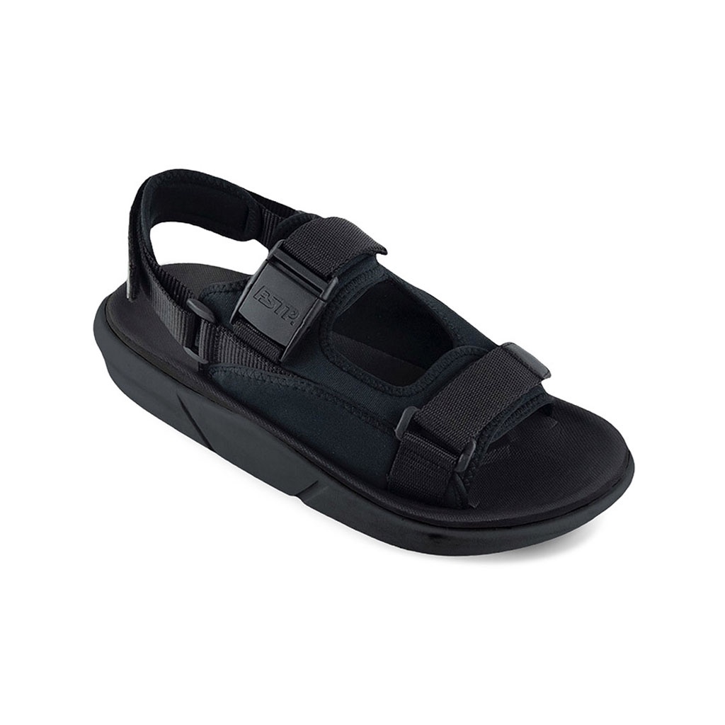 HIMA FULL BLACK ORIGINAL x FOOTSTEP Sandal Casual Hitam Polos Pria Sendal Gunung Kasual Jalan Santai Harian Main Hangout Lebaran Fashion Distro Traveling Outdoor Premium Travelling Footwear Tali 2 Strap Big Size Jumbo Ukuran Besar 44 Keren Terbaru Branded