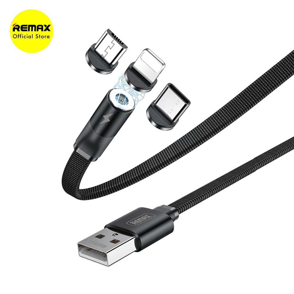 REMAX Flag Kabel Data Charger Magnet 3 in 1 Micro &amp; Type-C &amp; Lightning USB RC-169TH