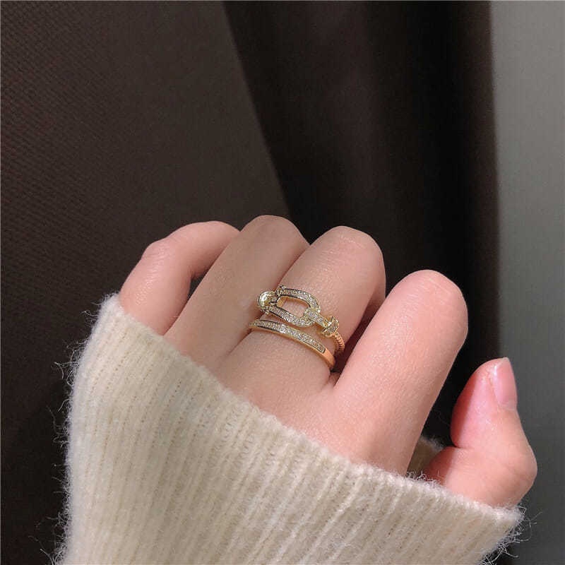 Cahaya mewah cincin ~ berlian simpul Korea ins selebriti Internet terbuka cincin wanita temperamenta