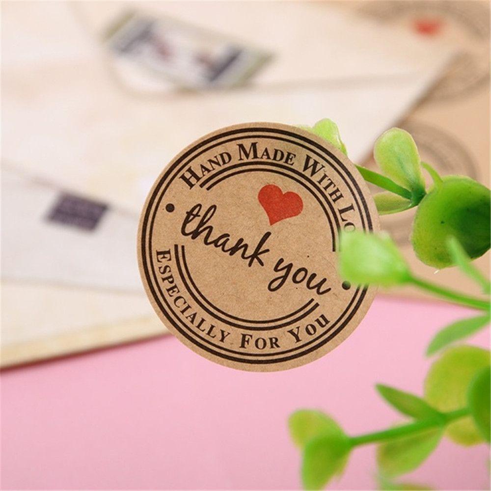 Wonder 12pcs/lembar 3.5cm &quot;Thank You&quot; Label Stiker Handmade Kreatif Undangan Pernikahan Perekat Diri