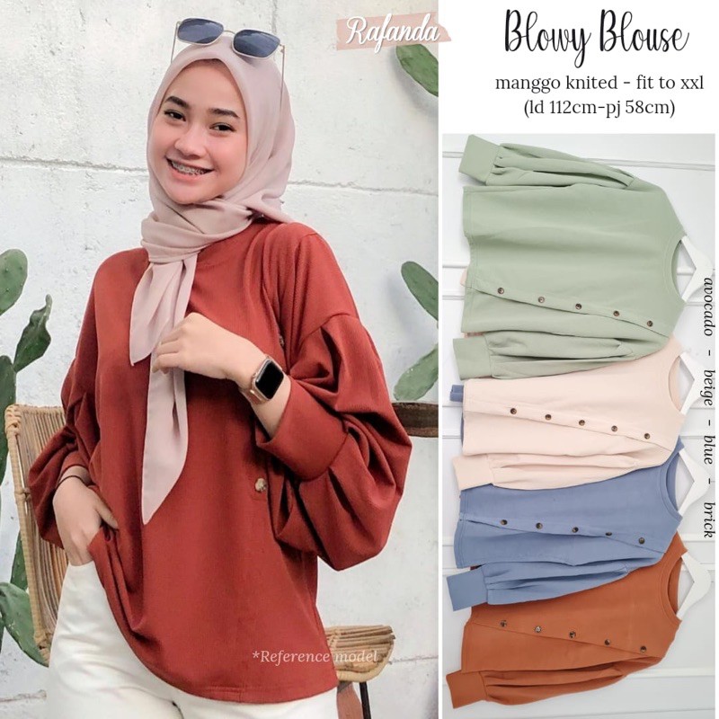 Blowy Blouse Knit Rajut Lengan Balon