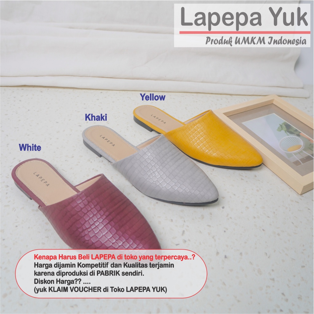 LAPEPA YUK - Sandal Wanita Teplek Selop AQEELA ALL COLOR Sendal Slop Cewek Flat Slip On Tidak Licin Anti Slip Karet Jelly Warna Black Hitam Putih Sandal Perempuan Premium Original Kekinian Terbaru Shoes ORI Mall Official Store