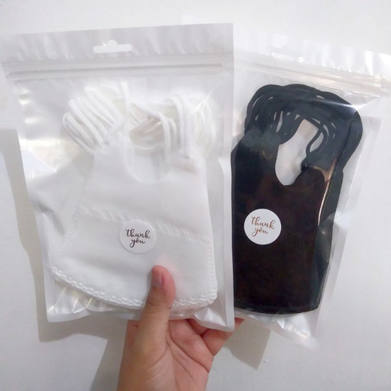 10pcs masker duckbill 3 ply hitam/putih (repack plastik klip)