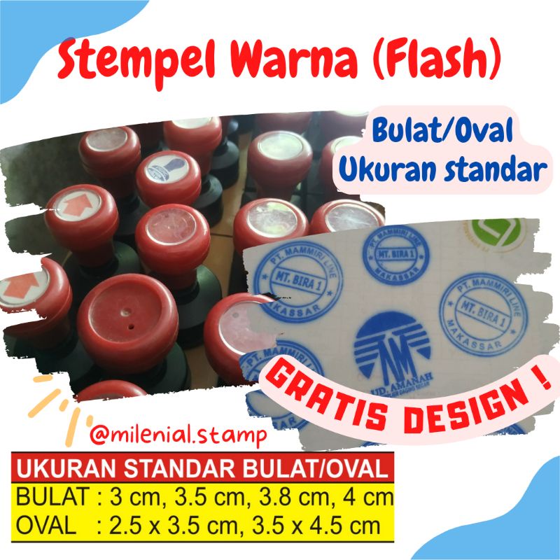 Stempel Warna (Otomatis/Flash) Ukuran Standar Bulat/Oval