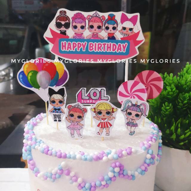 Paket Hiasan Kue LOL  CANDY Ulang Tahun Birthday Topper 