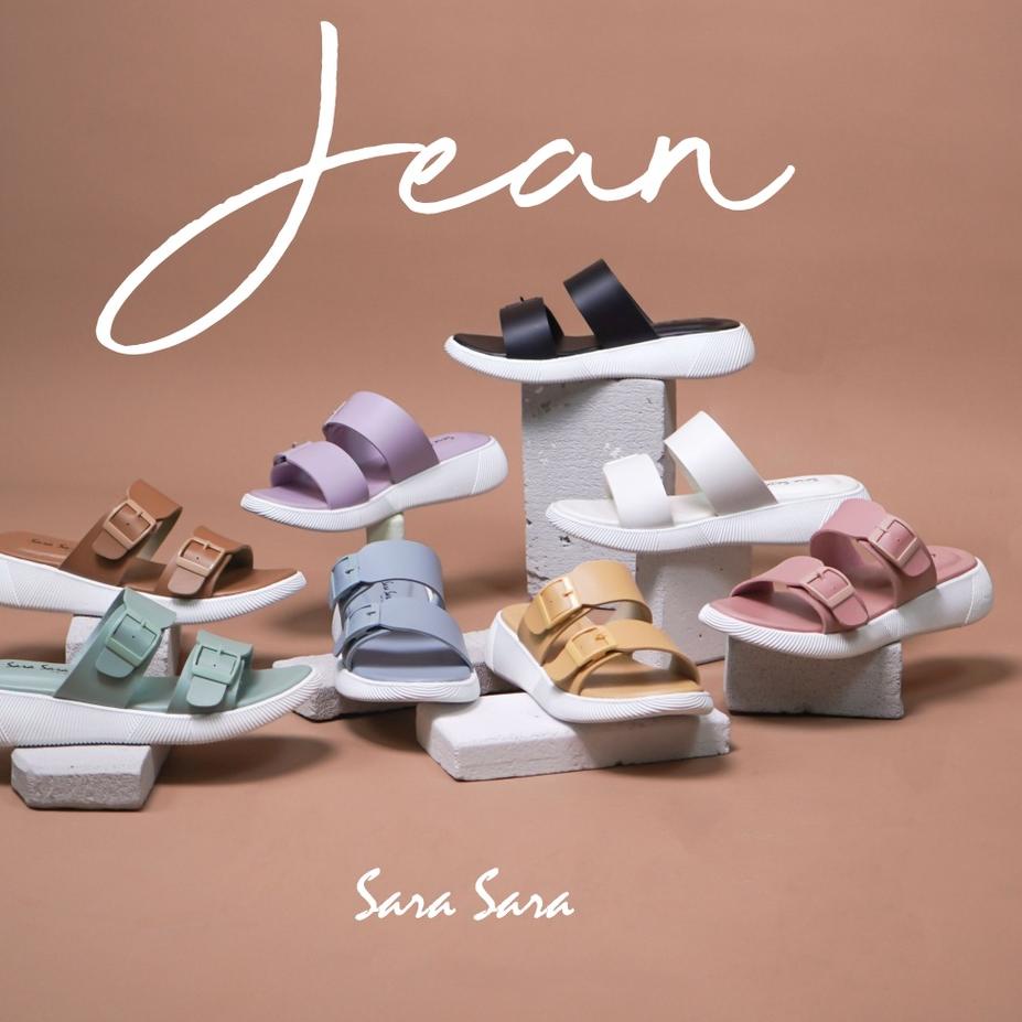 (TERBAIK) Sara Sara JEAN Sandal Wanita Double Strap Sendal Gesper Cewek Kekinian