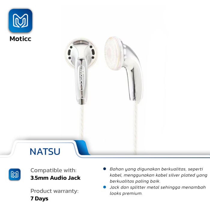 Moticc Natsu New Earbud with Mic Earphone for Music Lovers