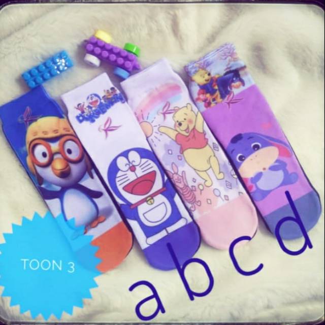 Kaos kaki printing kids tapak hitam untuk anak SD - SMP