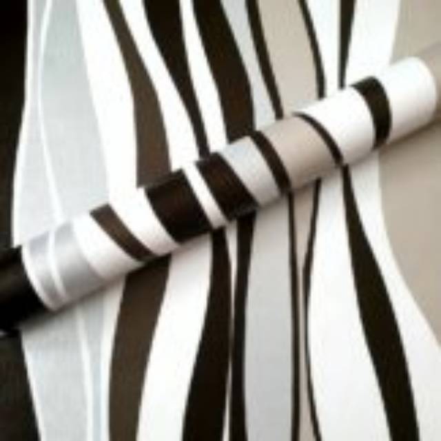 Grosir walpaper stiker dinding 3d motif salur warna hitam putih
