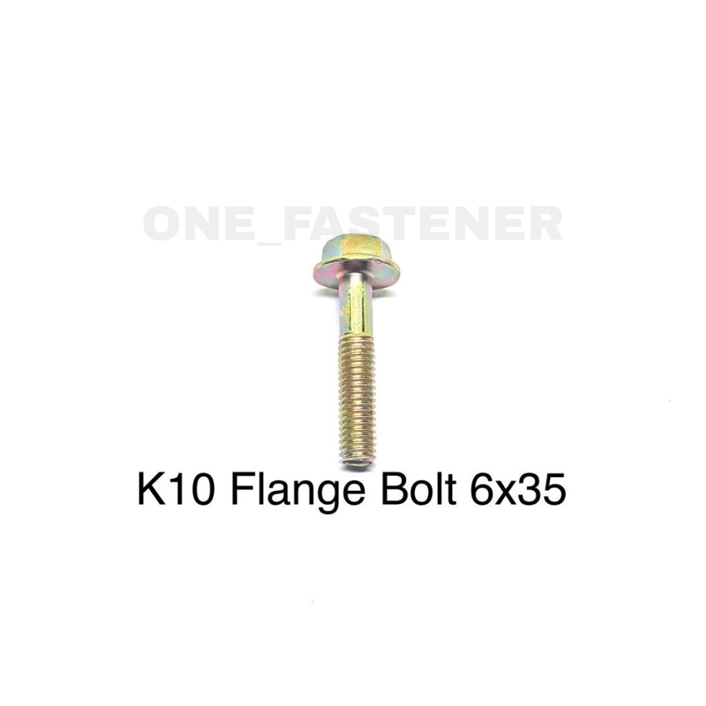 50 pcs K10 Baut Flange Bolt M6x35 Kuning 1.0 Topi Kunci 10 3.5cm FBK