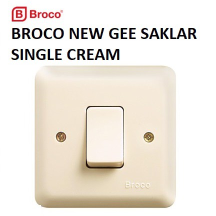 BROCO Saklar Single New Gee 1 Gang 1 Way 6621 Cream - Saklar Engkel New Gee Broco