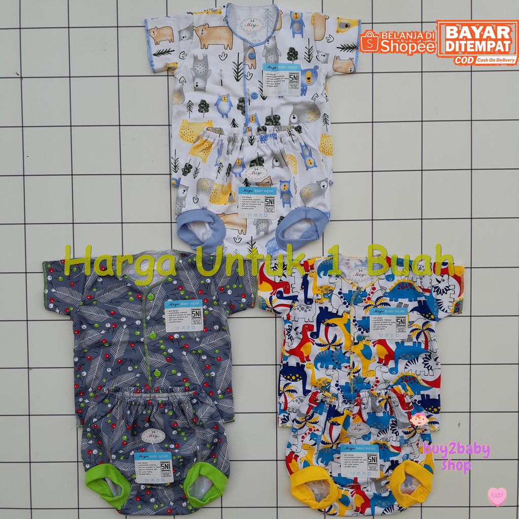 Setelan piyama celana pendek pop bayi MIYO (All New Feb 2021 World Dino Series) 3-6 bulan 1 PCS