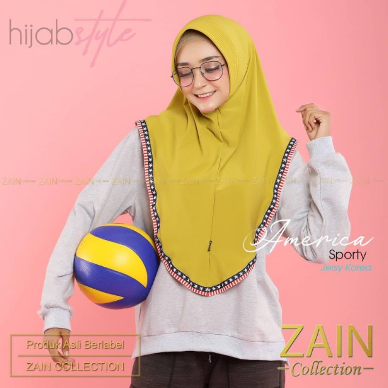(Bisa Cod) Bergo Sporty America Original Zain Jersey Super 100% Real pic Hijab sporty olahraga-6