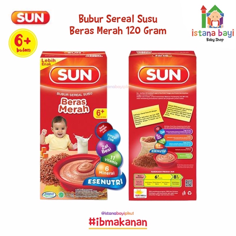 SUN Bubur Sereal Susu Beras Merah 120 gram/Bubur Mpasi anak