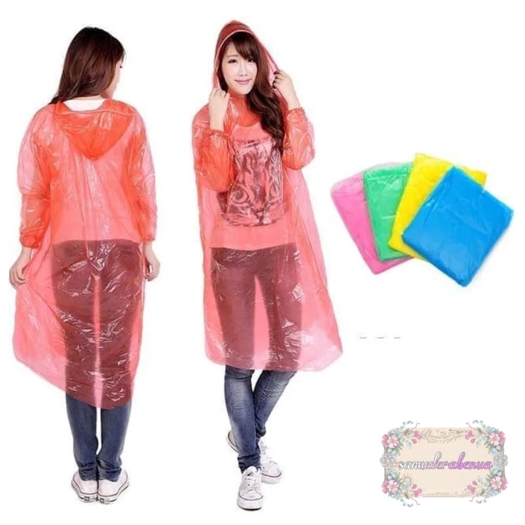 RT60 rain coat mantel jas hujan darurat plastik lengan panjang sekali pakai SB3268