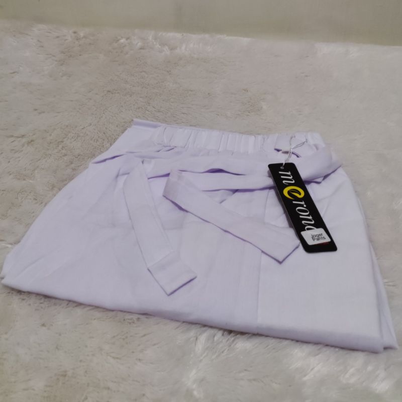 Celana Joger Wanita Jumbo dan Standar SUPER PREMIUM Katun Supernova Tebal Bawahan Wanita-JOGER White