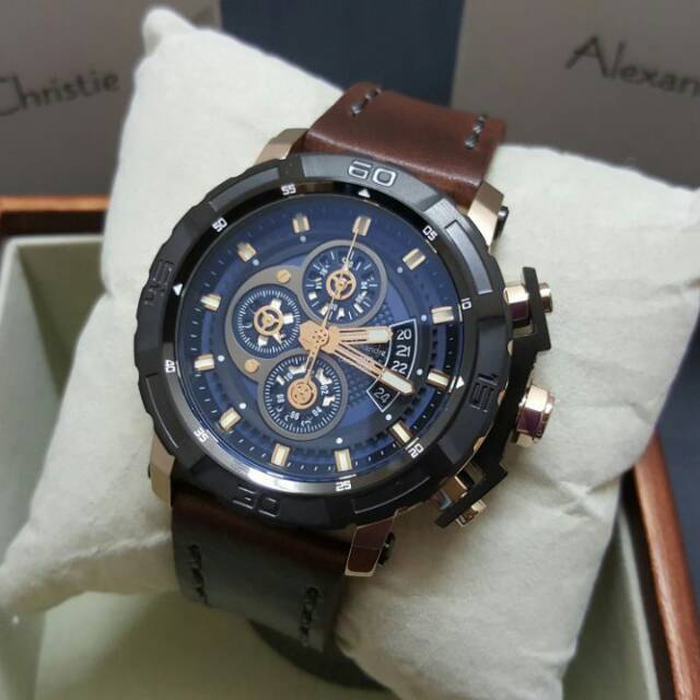 Jam Tangan Alexandre ac6439 coklat rose gold