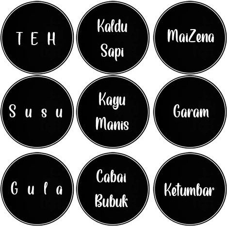 LABEL NAMA BUMBU DAPUR ATAU BARANG BENTUK BULAT CUSTOM