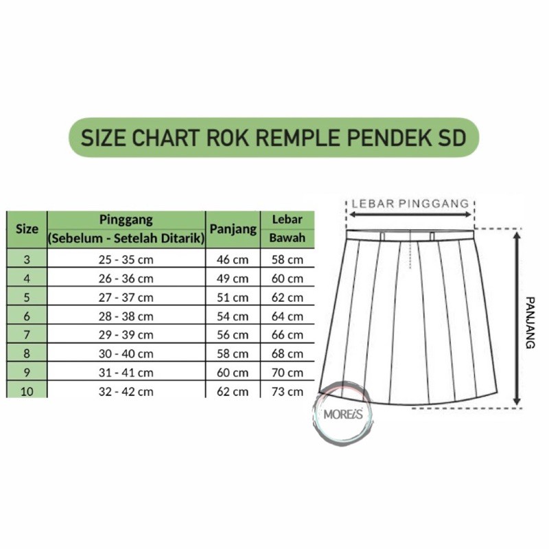 Seragam Rok Remple/Rempel SD Pendek Merah Bahan Famatex