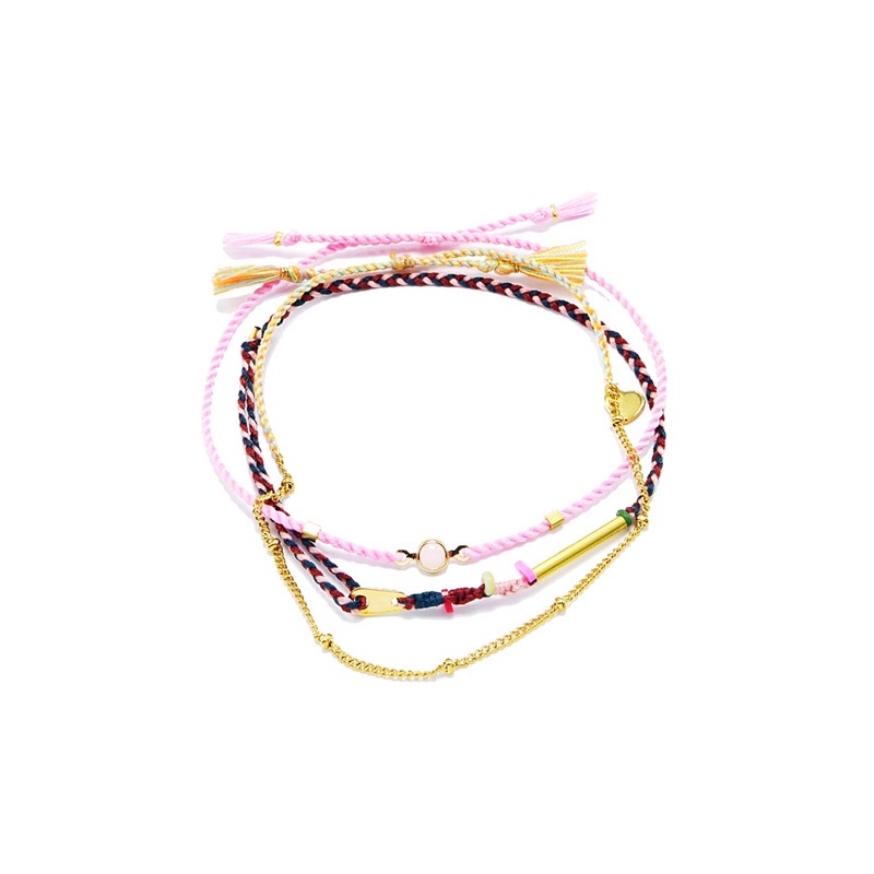 Gelang Tali Gypsy Boho 1 Set Atlantis Soft Pink Allside