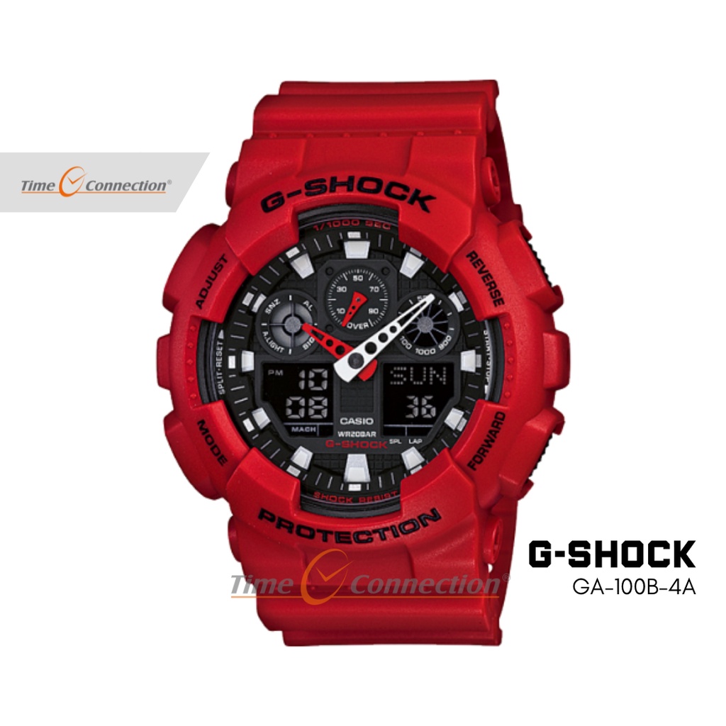 Casio G-SHOCK GA-100B-4A Original / Jam Tangan Pria Analog Digital / Gshock Red Merah GA100 GA 100B 