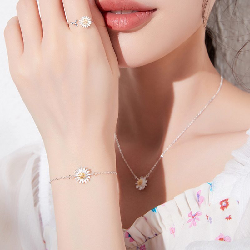 Korea Bunga Daisy Gelang Wanita Fashion Sederhana Bunga Matahari Gadis Gelang