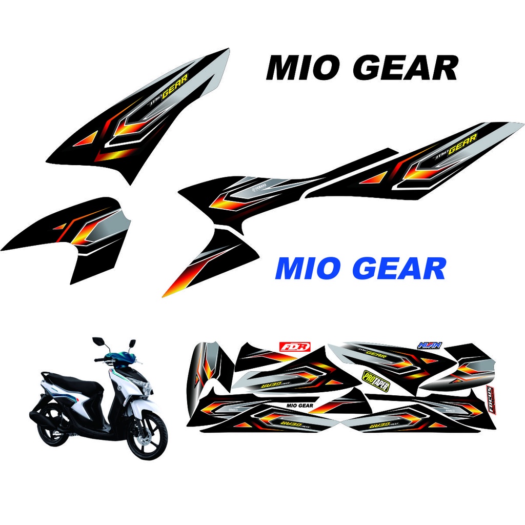 MOTIF POLET LIS STIKER MOTOR MIO GEAR / STRIPING MIO GEAR VARIASI YAMAHA POLET STIKER MIO NEW GEAR S