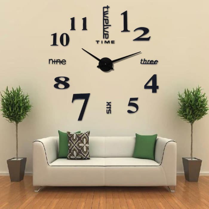 Jam Dinding Besar DIY Giant Clock Quartz 80-130cm HITAM -BR15