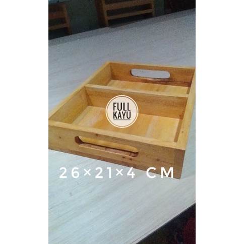 Jual Nampan Handle Kayu Mahoni Cm Full Kayu Dengan Sekat Shopee Indonesia