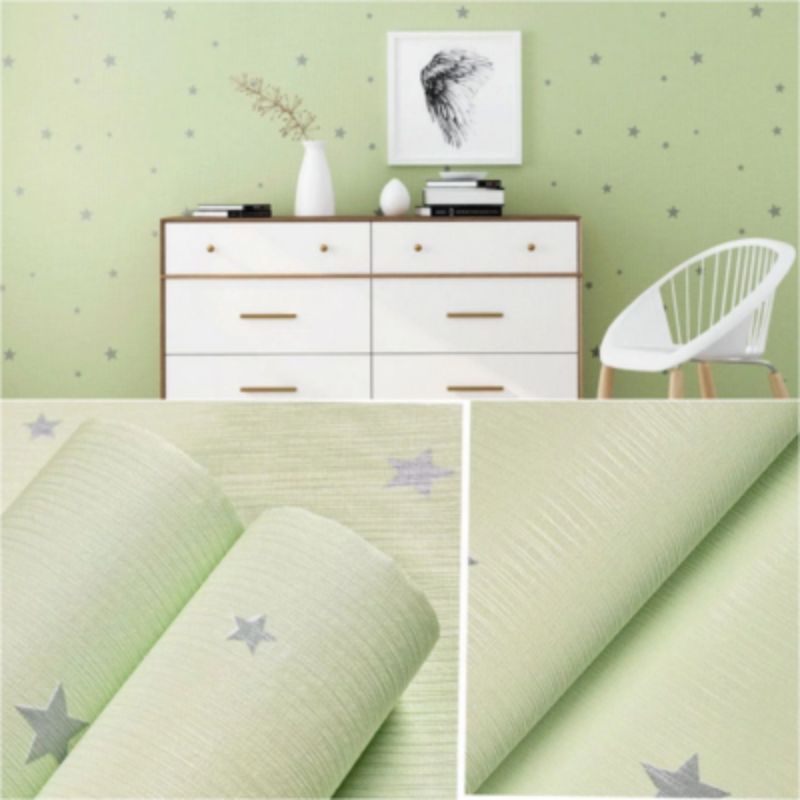 wallpaper Dinding Motif Bintang berserat warna hijau