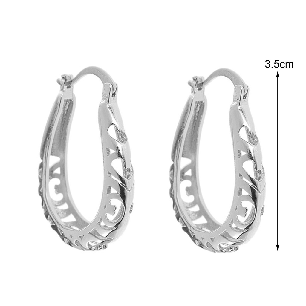 Hu Hu Hu Hu Hu Alat Bantu Pasang Kacamata♡ 1 Pasang Anting Hoop Wanita Bentuk Bulat Motif Bunga Hollow Out Geometris Untuk Pernikahan