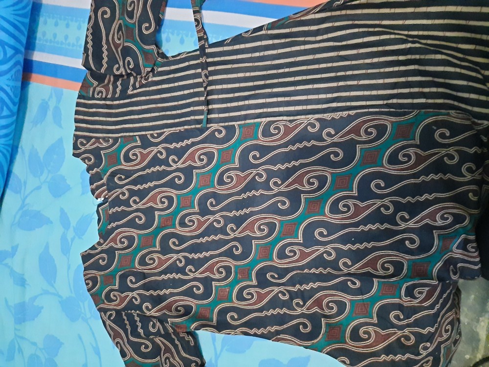 Batik Tunik Shibori Jumputan Terbaru Size S-3l / Hrb026 Yelbor Navbor / Biru Putih / Tunik Batik