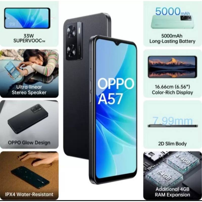 OPPO A57 2022 4/64 | 4/128 GARANSI RESMI (free ongkir)