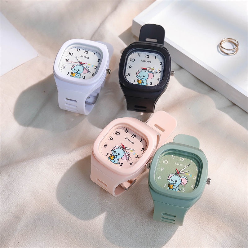 Jam Tangan Pria Appearance New Style Fashionable Personality Square Watch Women's Ins Cute Small Fresh Unicorn Girls Electronic