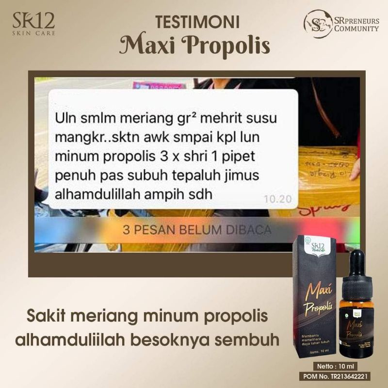 Maxi Propolis SR12 Herbal Skincare BPOM ANTI BAKTERI-ANTI OKSIDAN-ANTI KANKER MENJAGA KESEHATAN JANTUNG HATI - ANTI VIRUS