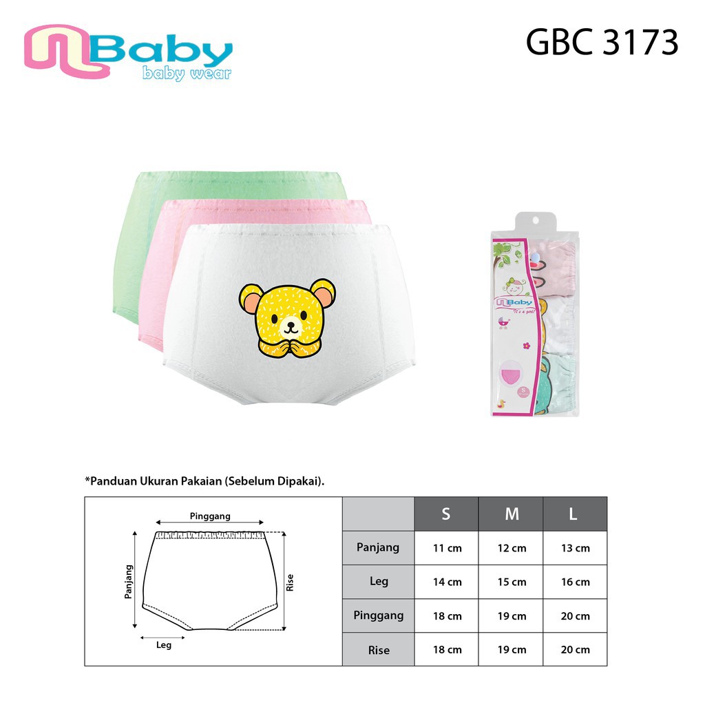 Nbaby Pakaian Dalam Baby Midi Lucu Celana Dalam Cute Animal GBC 3173 (1 Pack isi 3 Pcs)