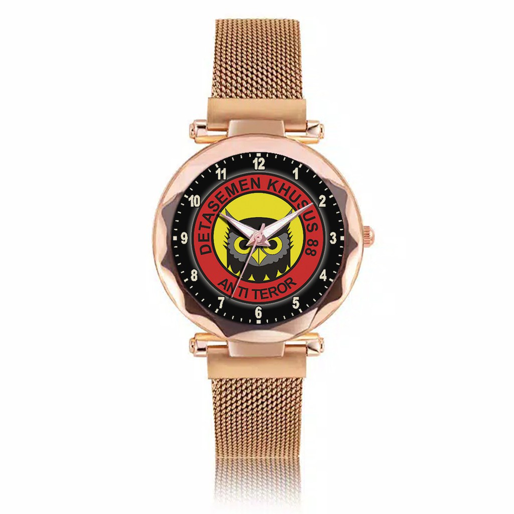 Jam Tangan Wanita Custom - DENSUS 88 MOTIF 1 Free Box &amp; Batre Cadangan