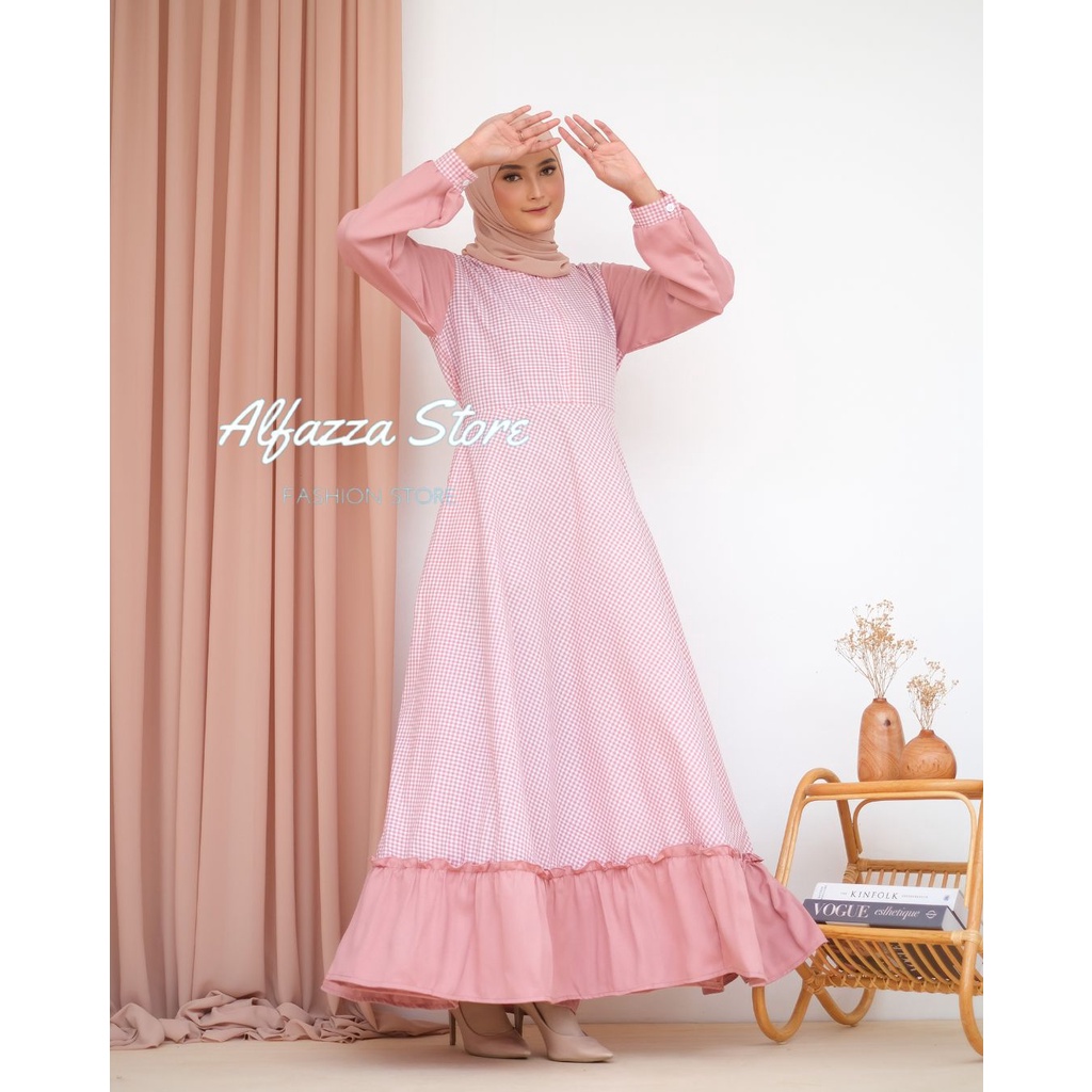 ALFAZZA STORE - savina maxi kotak kotak - gamis kotak kotak - dress dewasa kotak kotak - dress motip kotak kotak - gamis kotak kotak terbaru - gamis kotak - termurah - bisa cod - gamis premium - jumbo - ld besar - bigsize - DRESS