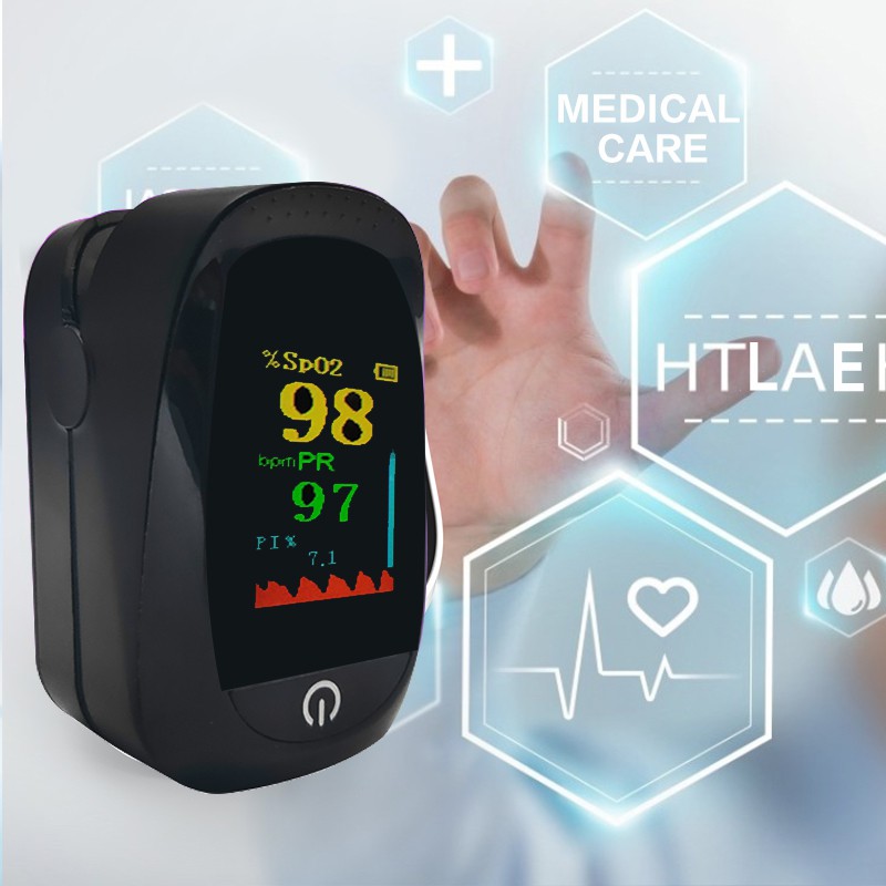 (Ready)Fingertip Pulse Oximeter Pengukur Kadar Oksigen Oksimeter Dalam Darah/jantung