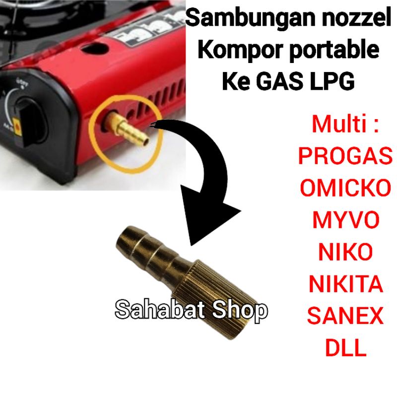 SAMBUNGAN NOZZEL UNTUK KOMPOR GAS PORTABLE GAS KALENG KE GAS LPG