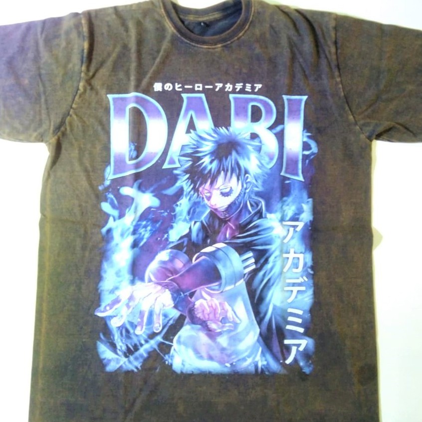 Anime Dabi Oversized Vintage Wash Tee Shirt, Kaos Vintage Wash Dabi Anime Oversized