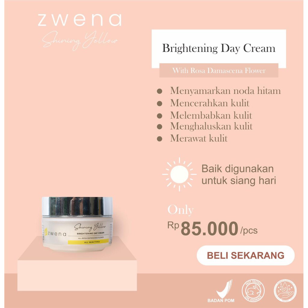 ZWENA Brightening Day Cream with Rosa damascena Flower Skincare Pencerah dan Nutrisi Wajah Original BPOM