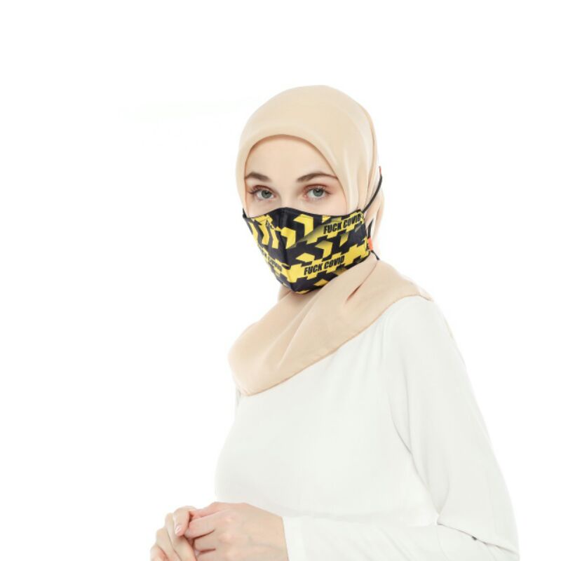 Masker overlimit Police Line masker Kain Pria Wanita Cowok Cewek Tali Karet Elastis 3 PLY 91/100