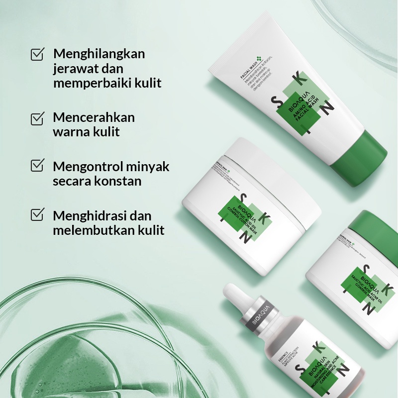 ✨ AKU MURAH ✨ BIOAQUA PAKET Anti-Acne Oil Control Moisturiz ing Skin Care Set (110G+120G+30ml+50G)