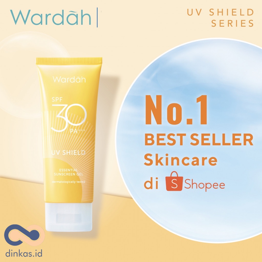 ❤ dinkas.id ❤ Wardah UV Shield Essential Sunscreen Gel SPF 30 PA +++ 40 ml | WARDAH UV Shield Aqua Fresh Essence | Active Protection Serum |